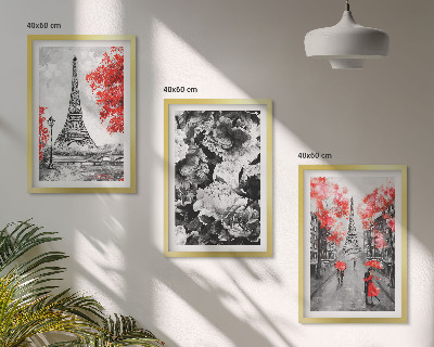 Fali dekoráció kép készlet Eiffel-torony szürke festmények