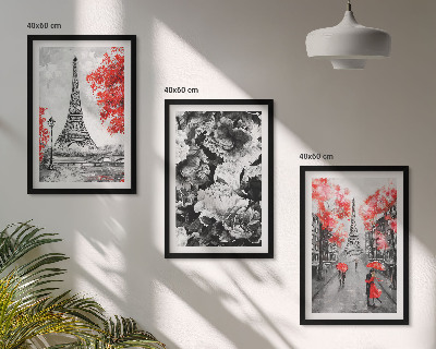 Fali dekoráció kép készlet Eiffel-torony szürke festmények