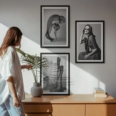 Fekete-fehér női portrék fali dekoráció kép készlet