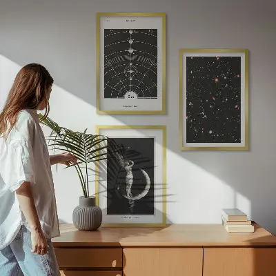 Naprendszer mintás keretezett kép szett hálószobai dekoráció