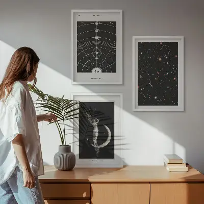 Naprendszer mintás keretezett kép szett hálószobai dekoráció