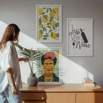 Frida portré citrom és bor dekoratív falikép szett dekorációs falikép készlet