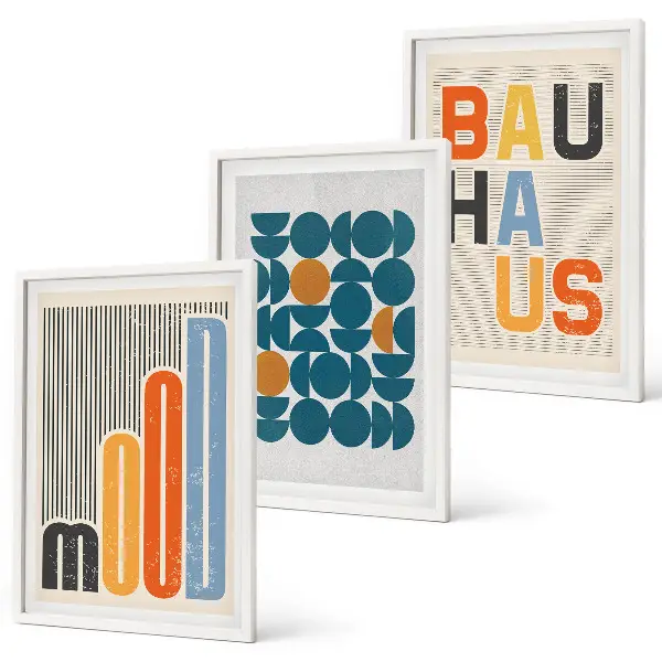 Keretezett képszett hálószobába bauhaus geometrikus mintákkal