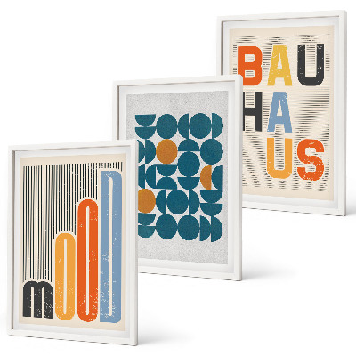 Keretezett kép szett hálószobába Bauhaus geometrikus minták