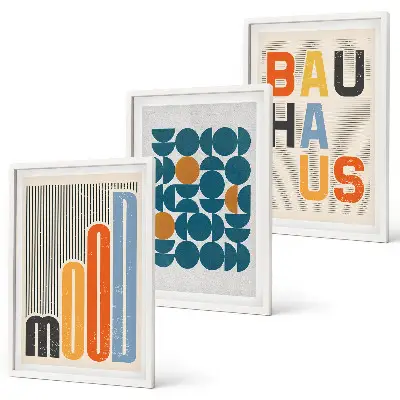 Keretezett képszett hálószobába bauhaus geometrikus mintákkal