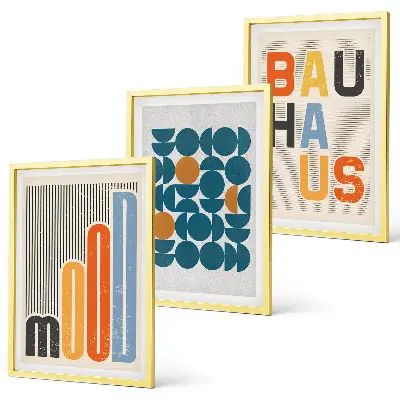 Keretezett képszett hálószobába bauhaus geometrikus mintákkal