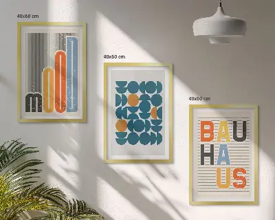 Keretezett képszett hálószobába bauhaus geometrikus mintákkal