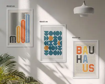 Keretezett képszett hálószobába bauhaus geometrikus mintákkal