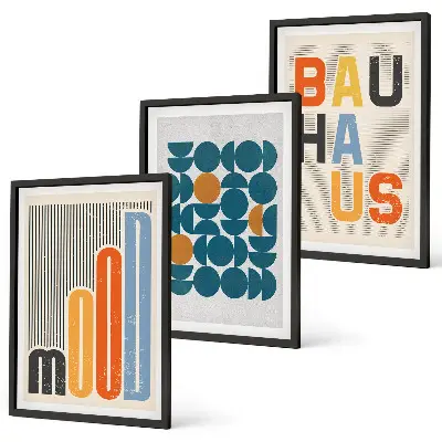 Keretezett képszett hálószobába bauhaus geometrikus mintákkal