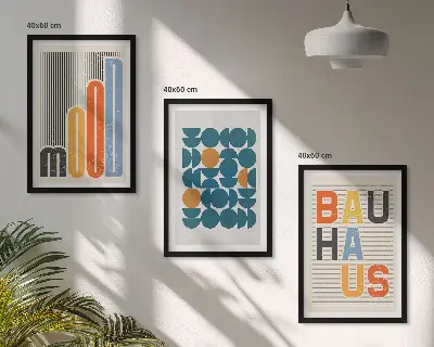 Keretezett képszett hálószobába bauhaus geometrikus mintákkal