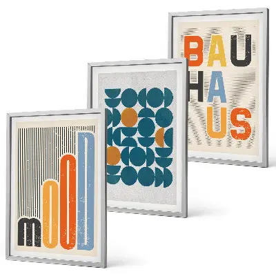 Keretezett képszett hálószobába bauhaus geometrikus mintákkal