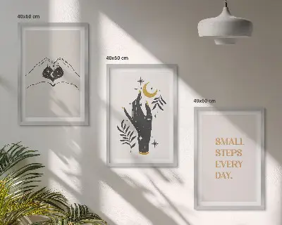 Minimalista bohém illusztráció készlet fali dekoráció képek