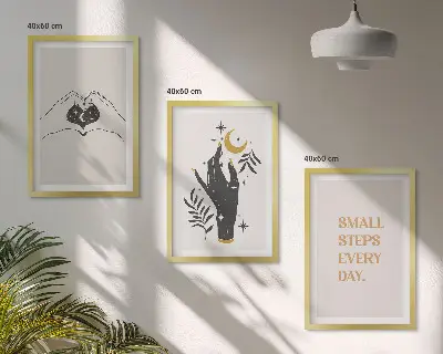 Minimalista bohém illusztráció készlet fali dekoráció képek