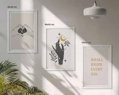 Minimalista bohém illusztráció készlet fali dekoráció képek
