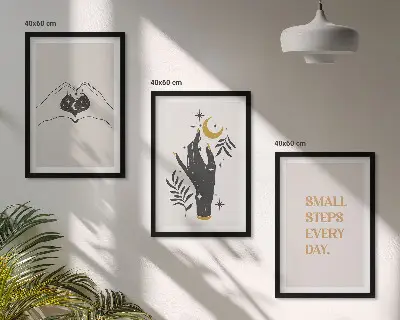 Minimalista bohém illusztráció készlet fali dekoráció képek