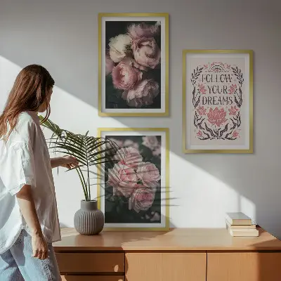 Fali dekorációs képszett vintage rózsák és álmok felirattal