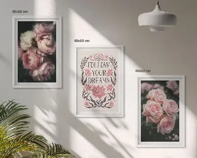 Fali dekorációs képszett vintage rózsák és álmok felirattal