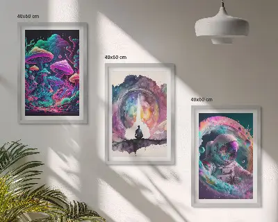 Színes fantasy művészeti illusztrációk keretezett képszett hálószobába