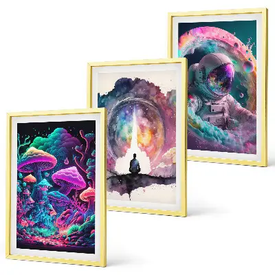 Színes fantasy művészeti illusztrációk keretezett képszett hálószobába
