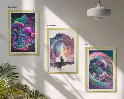 Színes fantasy művészeti illusztrációk keretezett képszett hálószobába