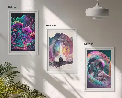 Színes fantasy művészeti illusztrációk keretezett képszett hálószobába