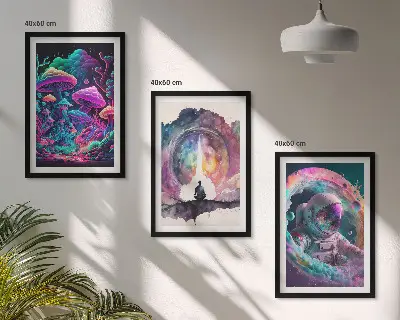 Színes fantasy művészeti illusztrációk keretezett képszett hálószobába