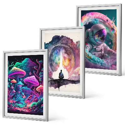 Színes fantasy művészeti illusztrációk keretezett képszett hálószobába