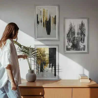 Kontrasztos absztrakt portrék fali dekoráció képszett