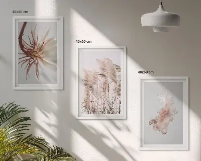 Virágmintás bekeretezett képszett hálószobába világos háttérrel