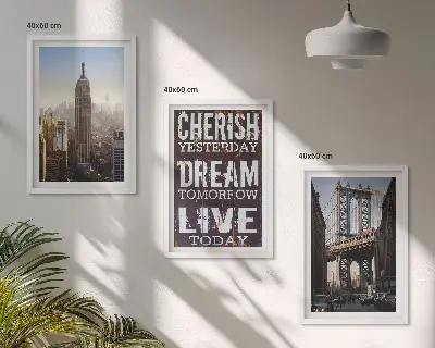 New York-i tájképes fali képkészlet idézetes mintával