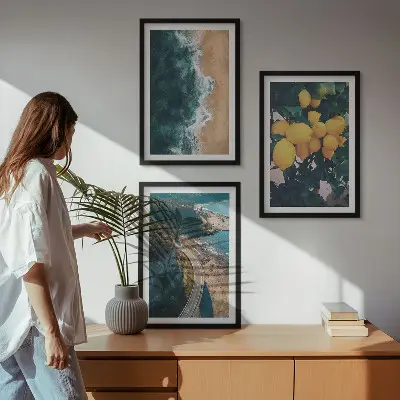 Tengerparti citromos hegyek falikép szett keretezett kivitel hálószobába