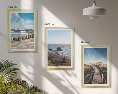 Fali dekorációs képszett strand, hullámok, égbolt és mólóséta mintával