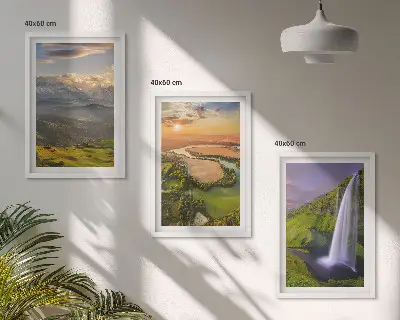 Hegyi folyók és vízesések mintájú kép keretezett szett hálószobába