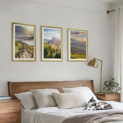 Hegyi táj virágokkal fali dekoráció kép készlet