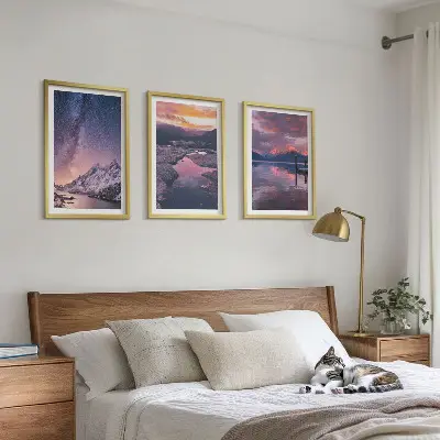 Fali dekoráció kép készlet hegyekkel, vízzel és gyönyörű tájakkal