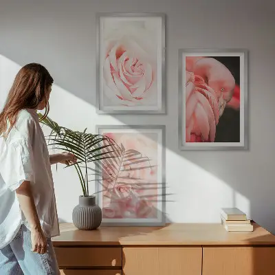 Keretezett képszett hálószobába pasztellrózsaszín flamingók mintával