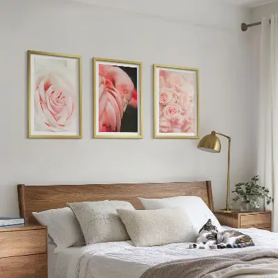 Keretezett képszett hálószobába pasztellrózsaszín flamingók mintával