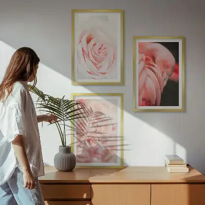 Keretezett képszett hálószobába pasztellrózsaszín flamingók mintával