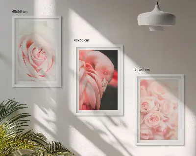 Keretezett képszett hálószobába pasztellrózsaszín flamingók mintával