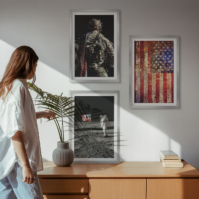 Keretezett kép szett hálószobába Amerikai szimbólumok USA zászló