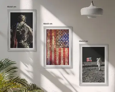 Amerikai szimbólumok USA zászló témájú képszett keretezett fali dekoráció hálószobába