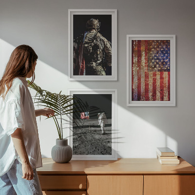 Keretezett kép szett hálószobába Amerikai szimbólumok USA zászló