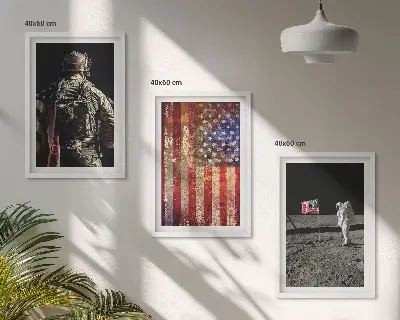 Amerikai szimbólumok USA zászló témájú képszett keretezett fali dekoráció hálószobába