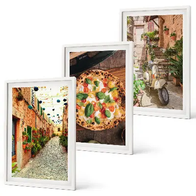 Bájos utcák pizzával kép szett keretezett változat hálószobába