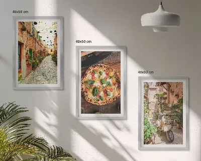 Bájos utcák pizzával kép szett keretezett változat hálószobába