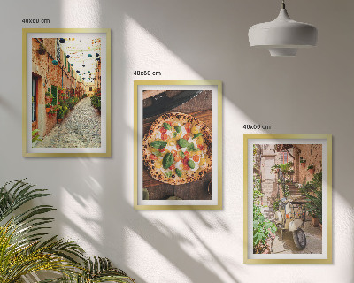 Keretezett kép szett hálószobába Bájos utcák pizzával