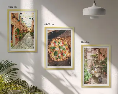 Bájos utcák pizzával kép szett keretezett változat hálószobába