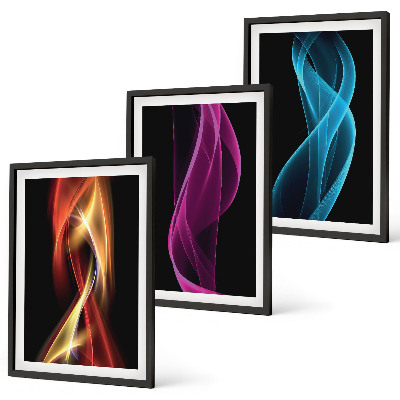 Fali dekoráció kép készlet Neon hullámok vonalak sötét háttér