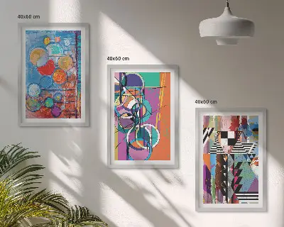 Színes absztrakt körök geometria falikép keretezett kép szett hálószobába