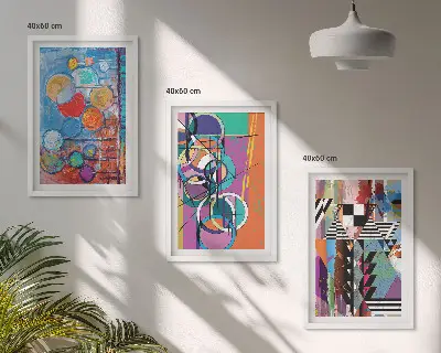 Színes absztrakt körök geometria falikép keretezett kép szett hálószobába